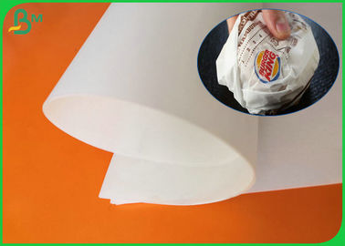 Olejoodporny 30gsm 35gsm 40gsm jednostronnie powlekany błyszczący biały Food Grade Hamburger rolka papieru do torebek Burger