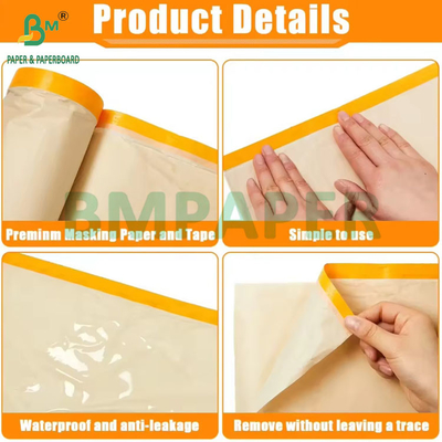 70gm Farba samochodowa Pretaped Kraft Paper Spray Covering Protective Masking 126 cm