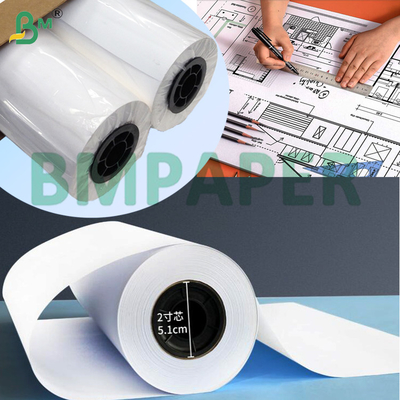 Biały papier plotter Gładki A0 A1 A2 Rozmiar Rolowy Papier wiążący bez powłoki