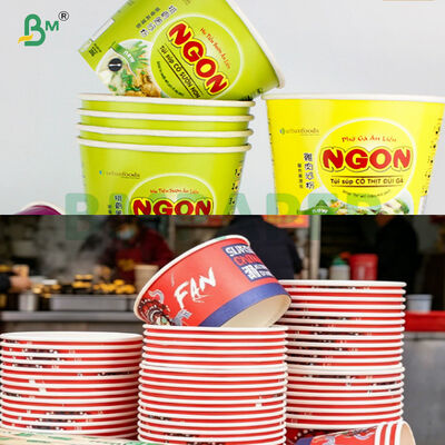 Virgin Wood Pulp Instant Noodle Bowl 20gsm 24gsm PE Coated Laminated Paper High Oil Resistant
